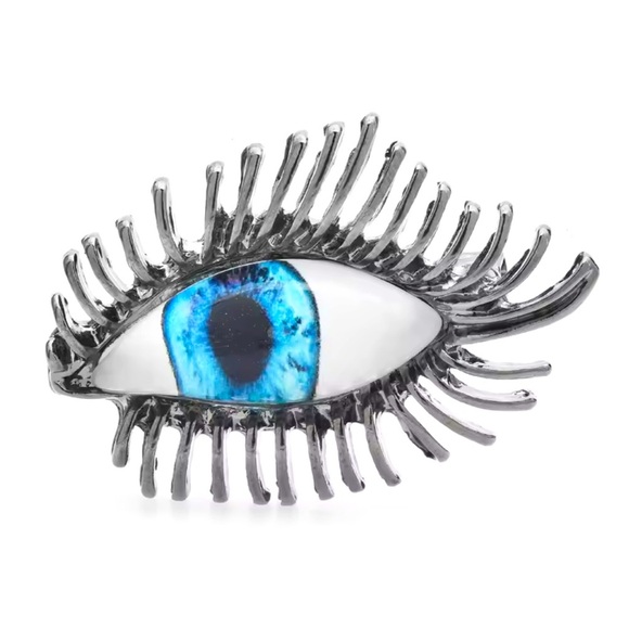 Betsey Johnson Evil Eye Protection Silver Blue Eyes Brooch - Picture 1 of 7